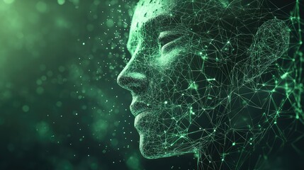 Poster - Abstract Digital Human Face with Green Network Connections