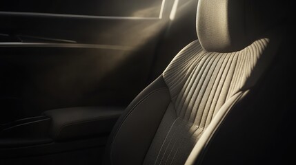 Poster - Elegant Car Seat with Sunlight Streaming Through Window