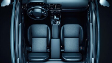 Poster - Aerial View of Car Interior with Two Seats and Dashboard Elements