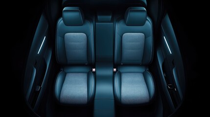 Poster - Modern Car Interior with Cozy Seats, Ambient Lighting, and Minimalist Design