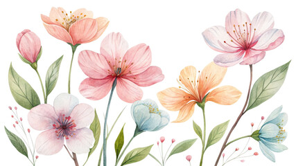 Wall Mural - Pastel Floral Bloom Set, pastel, floral, bloom