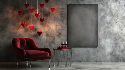Wall Mural - Blank billboard mockup surrounded by cozy Valentine's romantic lighting