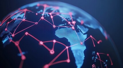 Poster - A digital globe showcasing global connectivity with network lines over Africa.