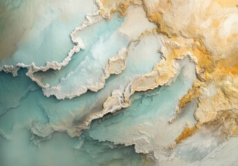 Poster - Abstract Marble Texture with Soft Aqua and Golden Tones, Fluid Patterns in Earthy Hues, Perfect for Backgrounds and Artistic Designs