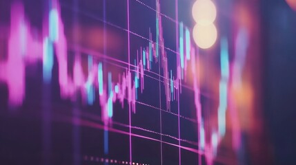 Poster - Abstract representation of stock market fluctuations with vibrant colors and graph lines.