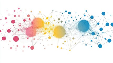 Poster - Abstract Colorful Network with Nodes and Connections Visualization