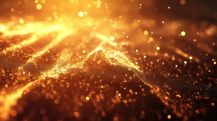 Poster - Glimmering Golden Particles on a Soft Fabric Background
