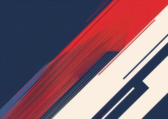 Poster - Abstract Red Blue White Diagonal Lines Design