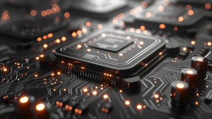 Poster - Illuminated Central Processing Unit On Circuit Board