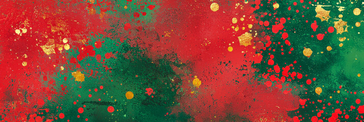 Poster - The artwork showcases a lively mix of red, green, and gold colors, creating a dynamic and festive atmosphere ideal for holiday celebrations and decorations