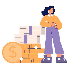 Sticker - Businesswoman. Flat Vector Illustration