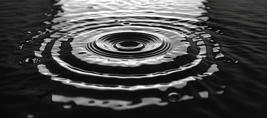 Poster - Abstract Black and White Water Surface Texture with Ripples, Cinematic Hyper Realistic Sunlight Effect