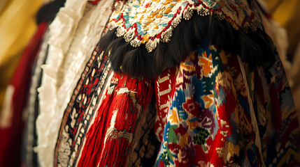 Details of a traditional romanian folk costume. generative ai. Folk. Illustration