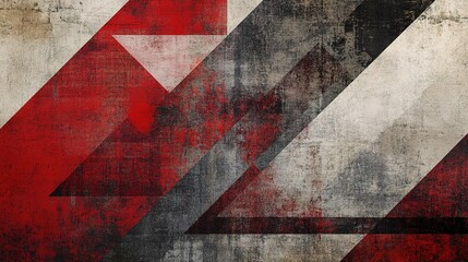 Poster - Abstract Geometric Background with Red, Black, and White Shapes