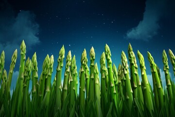 Poster - Pixel art depiction of asparagus stalks, with vibrant greens and simple blocky textures reminiscent of retro video games