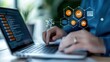© tuiphotoengineer - Coding and Analytics Workspace with Laptop and Digital Data Display Showing Graphs and Charts for Business Intelligence and Strategy
