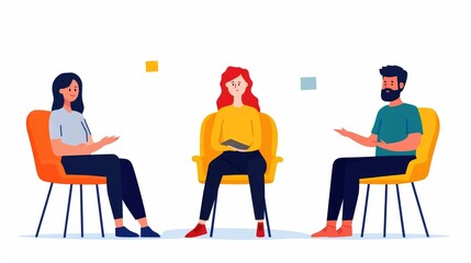 Poster - Manager encouraging diverse team members to actively participate and share ideas during an important business decision making meeting or strategy session  Inclusive leadership and concept