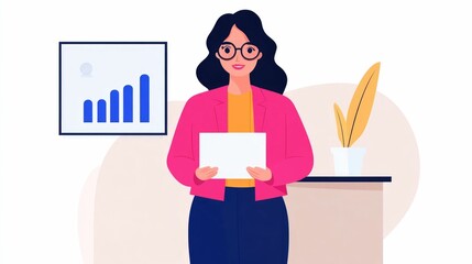 Poster - Confident and stylish female tech CEO leading a product launch presentation for a blockchain startup company showcasing growth and innovation in the digital technology industry