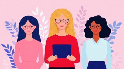 Poster - Diverse female tech team collaborating on the development of a innovative wellness app brainstorming ideas and strategies for inclusive digital solutions