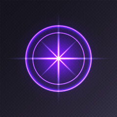 Wall Mural - purple light flare, glowing shiny sparkle, lens flare effect, bright glimmering glare. vector illust