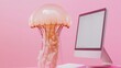 © AiAbstract - Jellyfish Floating Near a Computer Setup