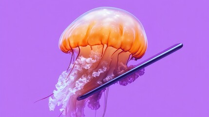 Poster - Vibrant Jellyfish in a Creative Digital Setting