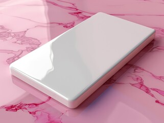 Poster - Blank White Plastic Card on Pink Background for Design and Branding Mockup