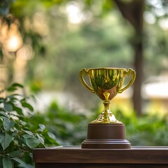 champion golden trophy for winner background success and achievement concept sport and cup award the