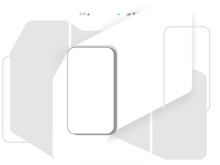 Wall Mural - phones, displays screens of smartphones on white-light-grey long-shadow