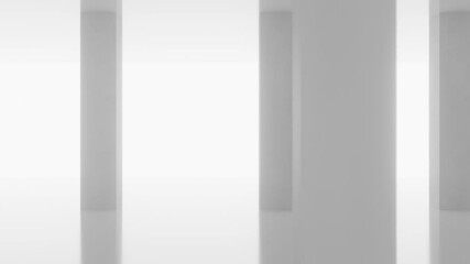Poster - minimalist white interior with reflective columns seamless looping animation