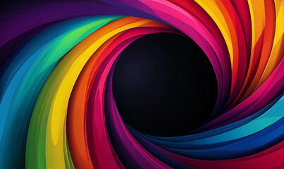Wall Mural - a colorful rainbow-like light, with flowing lines and curves on a dark background, creating an abstr