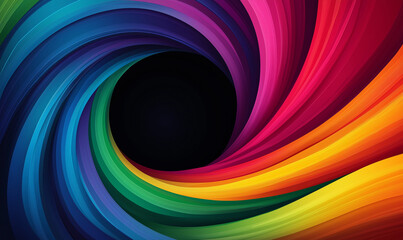 Wall Mural - a colorful rainbow-like light, with flowing lines and curves on a dark background, creating an abstr