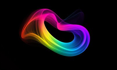 Wall Mural - a colorful rainbow-like light, with flowing lines and curves on a dark background, creating an abstr