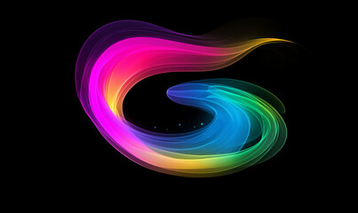 Wall Mural - a colorful rainbow-like light, with flowing lines and curves on a dark background, creating an abstr