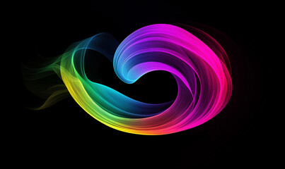 Wall Mural - a colorful rainbow-like light, with flowing lines and curves on a dark background, creating an abstr