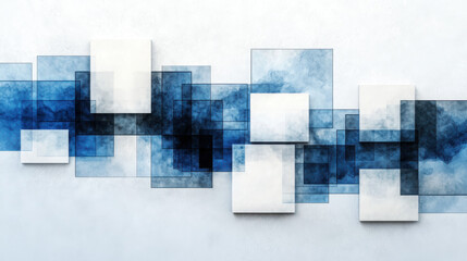 Poster - Exploring contemporary squares design transparency overlay in the arctic abstract art digital environment artistic concept