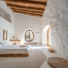 Poster - Explore minimalist design with natural materials in a white-inspired space for home decor and lifestyle enhancement