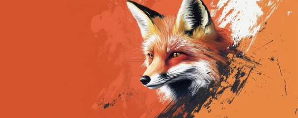 Poster - Abstract Fox with Brushstroke Patterns