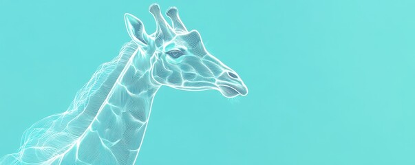 Poster - Soft Curves of a Giraffe in Outline Design