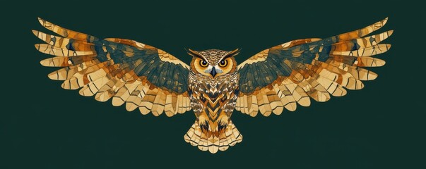 Poster - Geometric Owl Design with Vibrant Wings