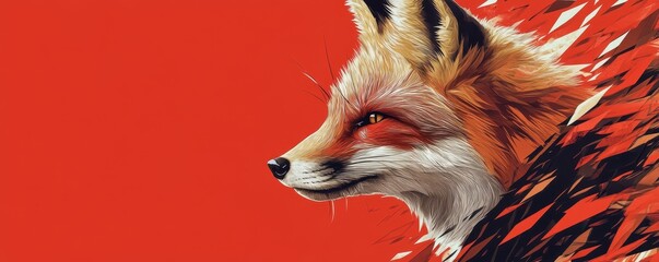 Poster - Abstract Fox Design with Sharp Angular Shapes