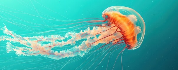 Poster - Beautiful Jellyfish Swimming with Graceful Tentacles