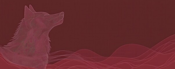 Poster - Minimalist Wolf Silhouette with Abstract Background