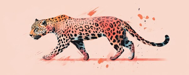 Poster - Vibrant Abstract Leopard with Brushstroke Patterns