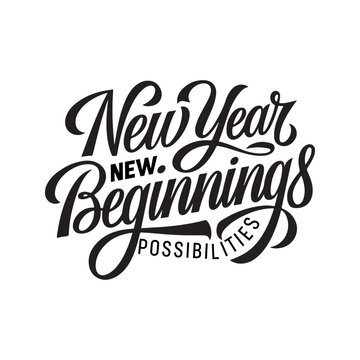 Handwritten brush-type lettering of Happy New Year 2025, Silhouette Calligraphy typography.