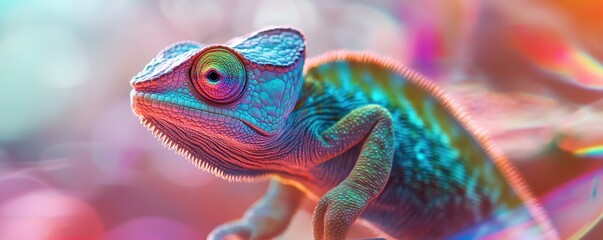 Poster - Chameleon Blending into an Abstract Background