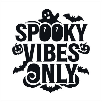 Happy Halloween Silhouette lettering calligraphy typography with bats, spiders, and pumpkins. Vector