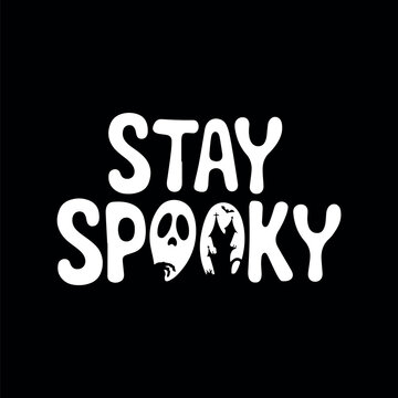 Happy Halloween Silhouette lettering calligraphy typography with bats, spiders, and pumpkins. Vector