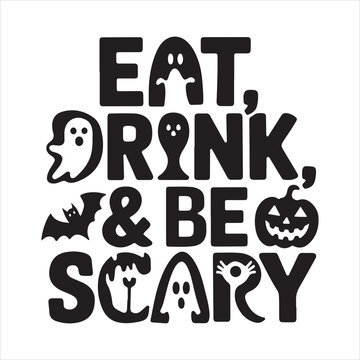 Happy Halloween Silhouette lettering calligraphy typography with bats, spiders, and pumpkins. Vector