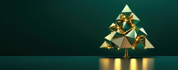 Aufkleber - Geometric Minimalist Tree Decoration in Gold